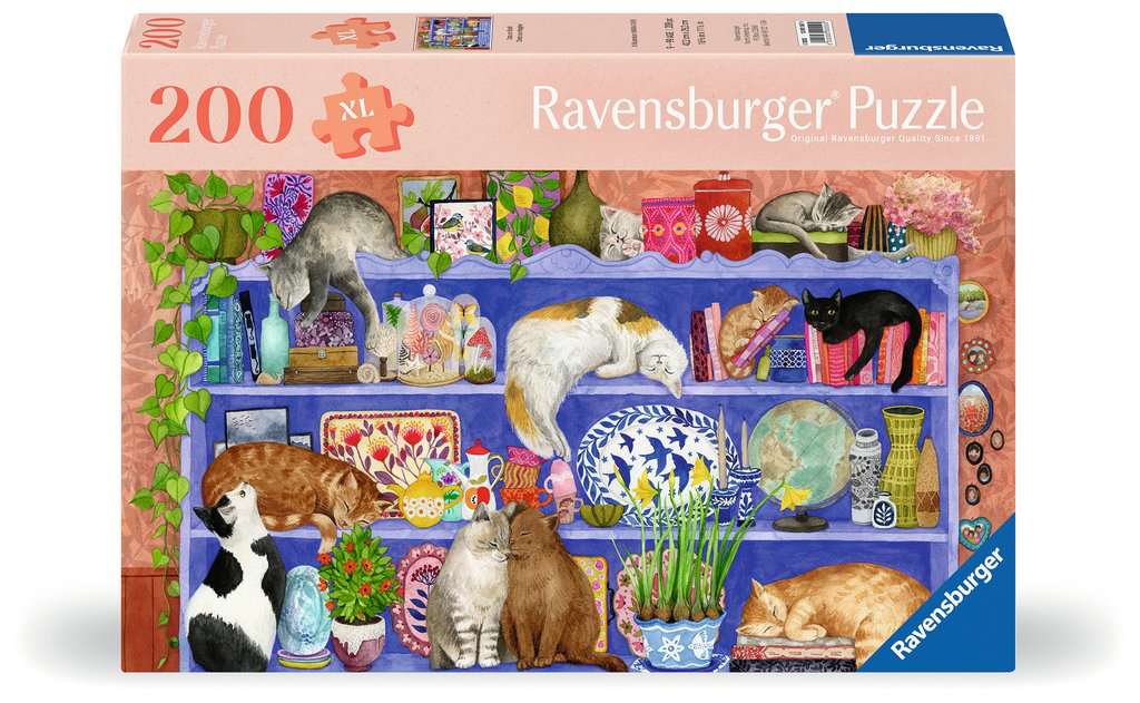 Puzzle 200 pièces - Chats sur l'étagère