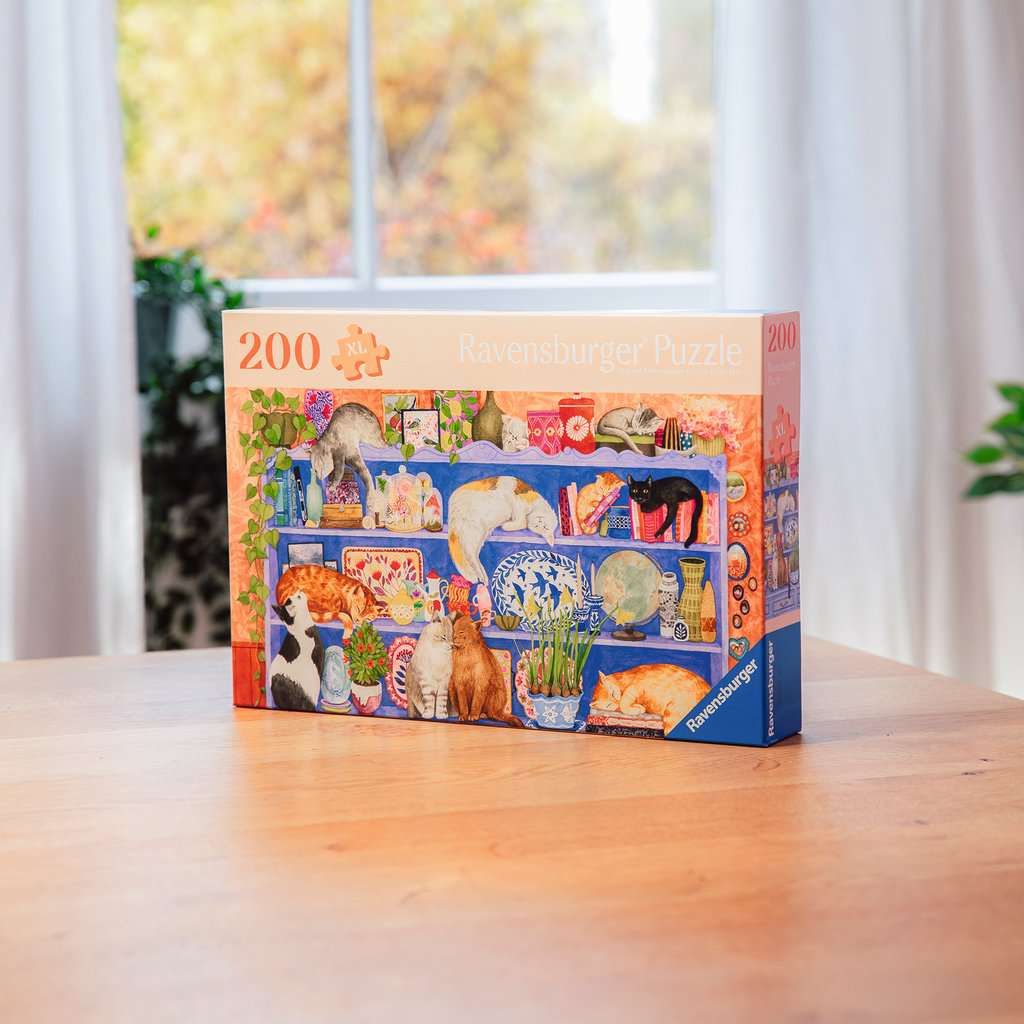 Puzzle 200 pièces - Chats sur l'étagère