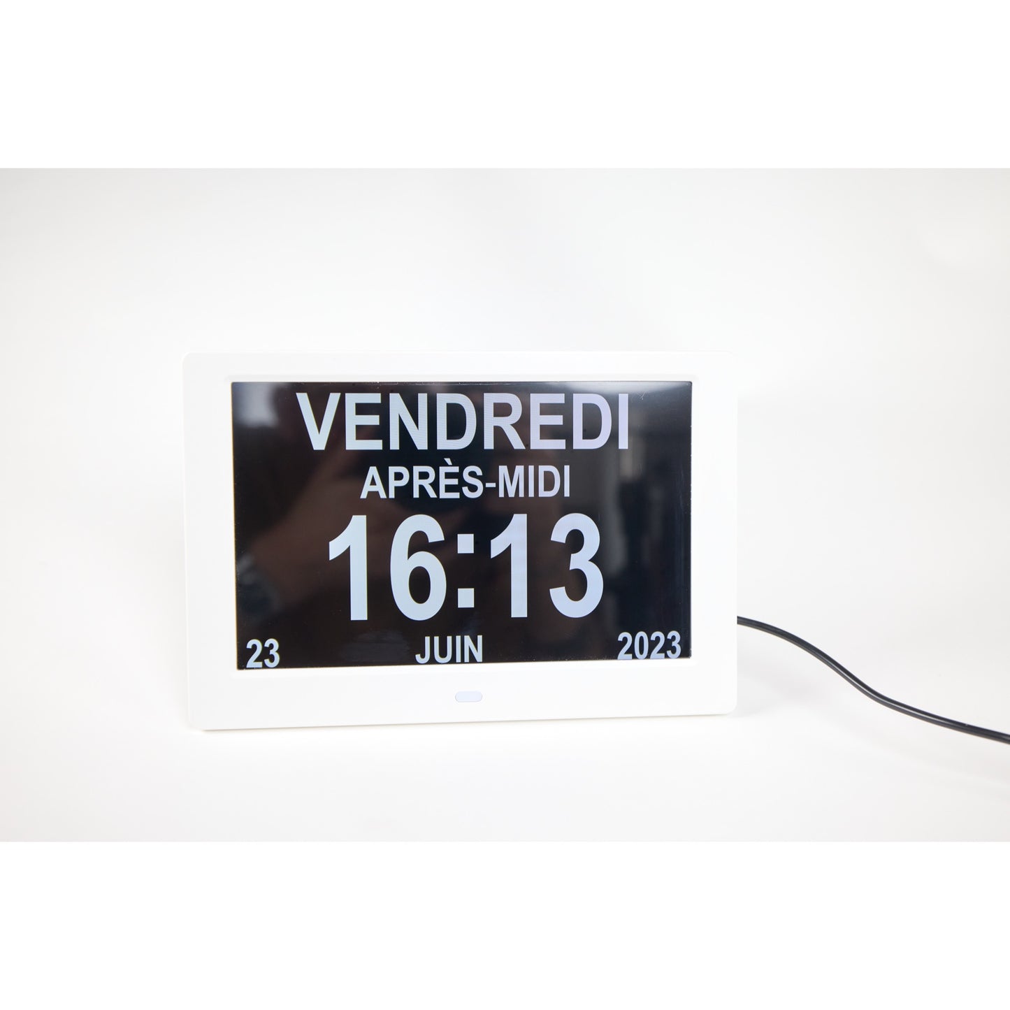 ALLY Clock 20cm Blanche - Horloge avec jours de la semaine, date et heure
