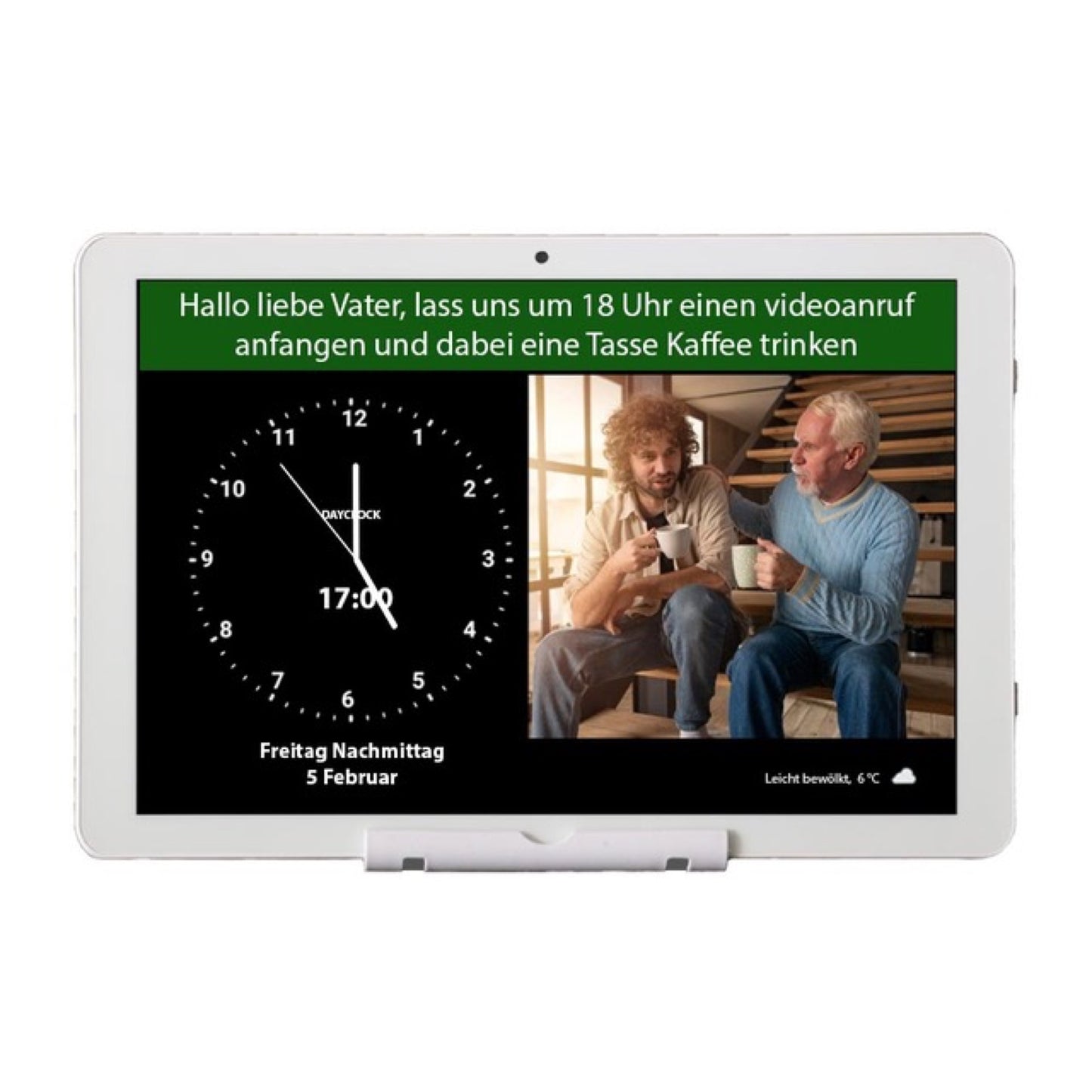 DayClock Generations 10 Blanche - Horloge avec jours de la semaine, date et heure, agenda et vidéo